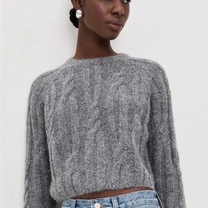 Velvet by Graham & Spencer Charcoal Cable Knit Sweater